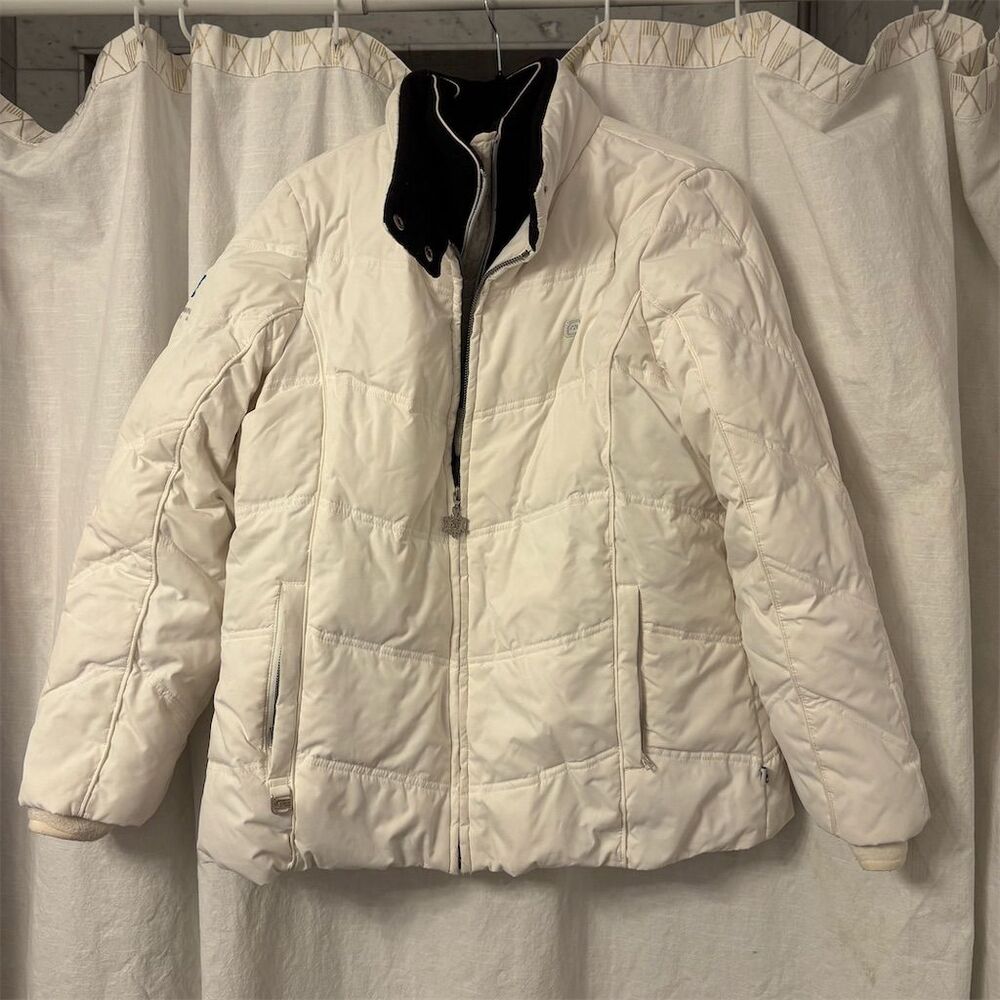 Free Country Women's White Puffer Jacket Size L Winter Casual Quilted
